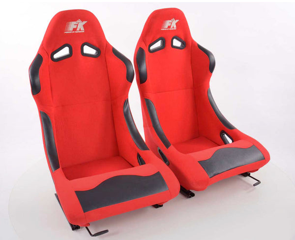 FK Pair Universal Fixed Back Motorsport Full Bucket Seats x4 Colour +slide rails