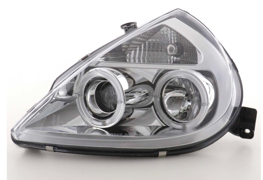 FK Paar LED DRL Angel Eye Projektorscheinwerfer Ford KA RBT 96–08 Chrom LHD