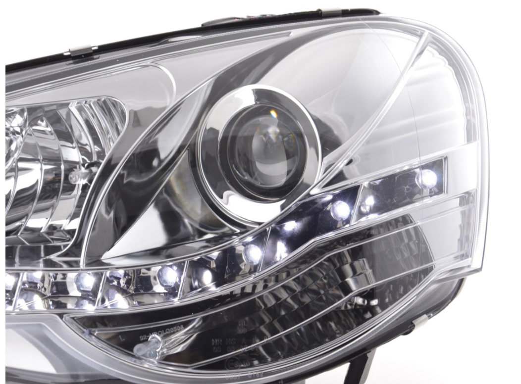 FK Paar LED DRL Projektor Tageslichtscheinwerfer Polo 4 MK4 9N3 05–09 Chrom RHD