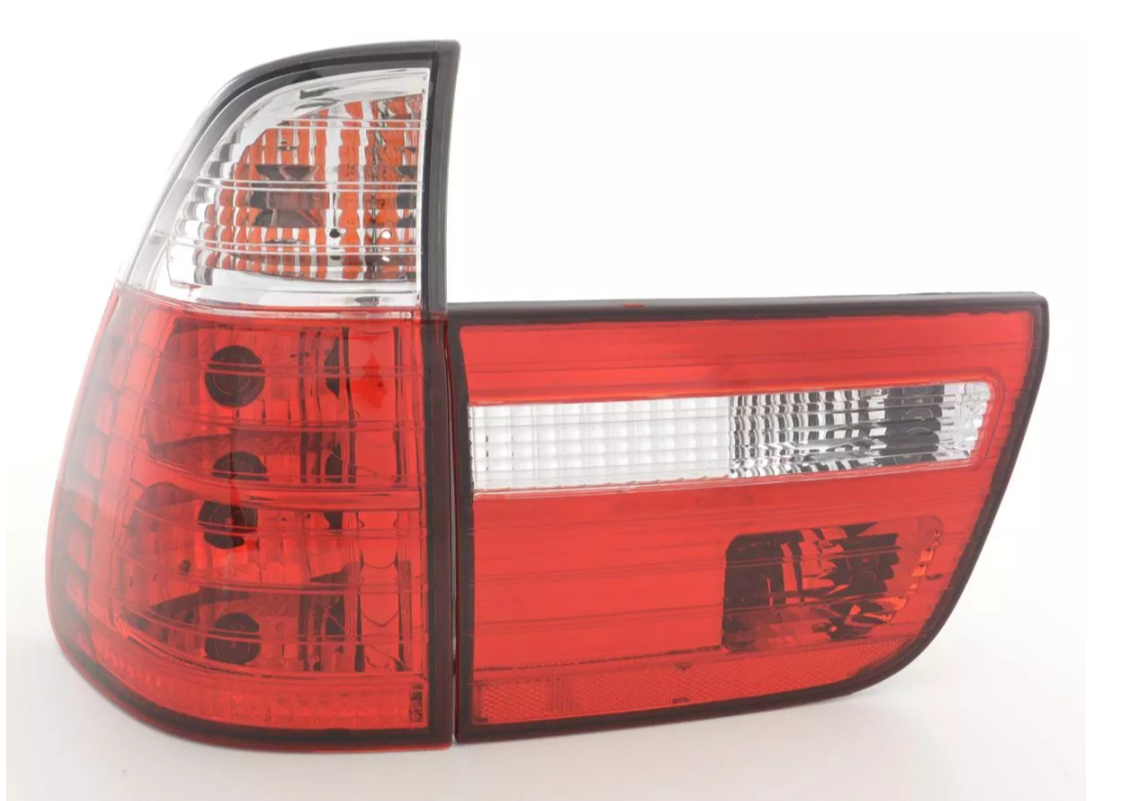 FK Pair LED REAR LIGHTS Crystal BMW X5 E53 Z33 98-03 black white / red LHD