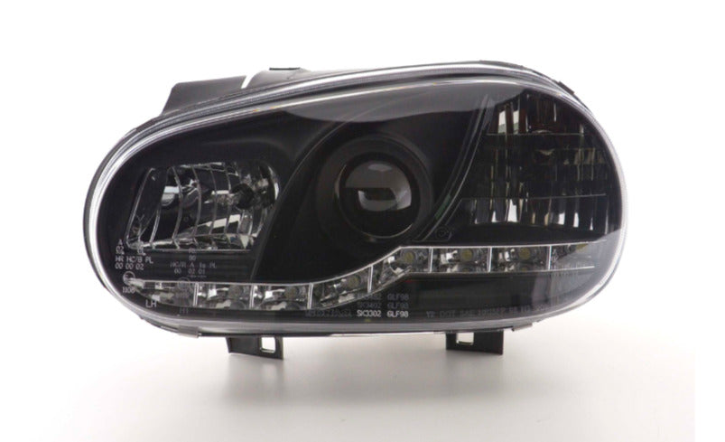 FK LED DRL Lightbar Deluxe Headlights VW Golf 4 MK4 1J 97-03 black LHD GTi