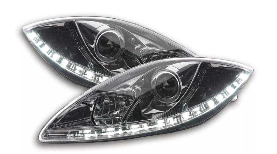 FK Pair LED DRL headlights Seat Leon 2 MK2 1P Altea Toledo 5P chrome LHD 05-09