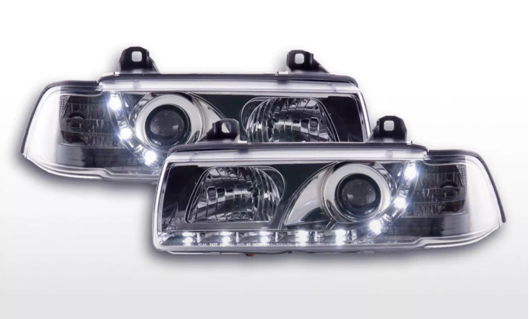 FK LED Headlights Angel Eyes Halo BMW 3-series E36 Coupe Cabrio 92-98 RHD