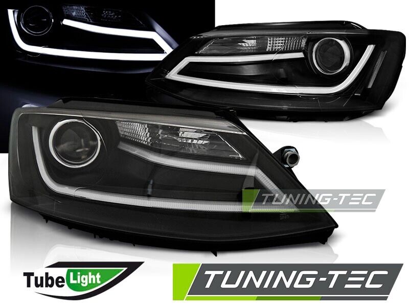 Tuning-Tec LED DRL Halo Ring 3D Headlights VW JETTA 6 MK6 11-18 Black LHD