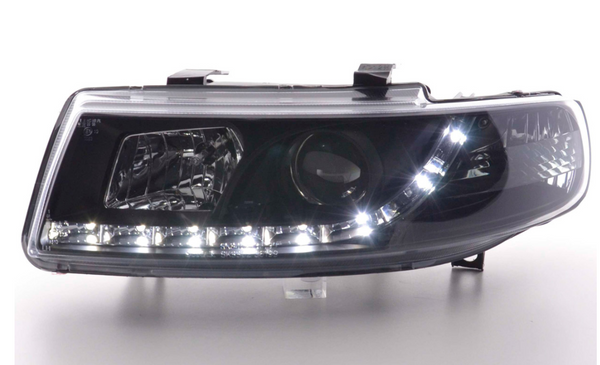 FK Pair LED DRL Halo Lightbar headlights Seat Leon 1M 99-05 black LHD