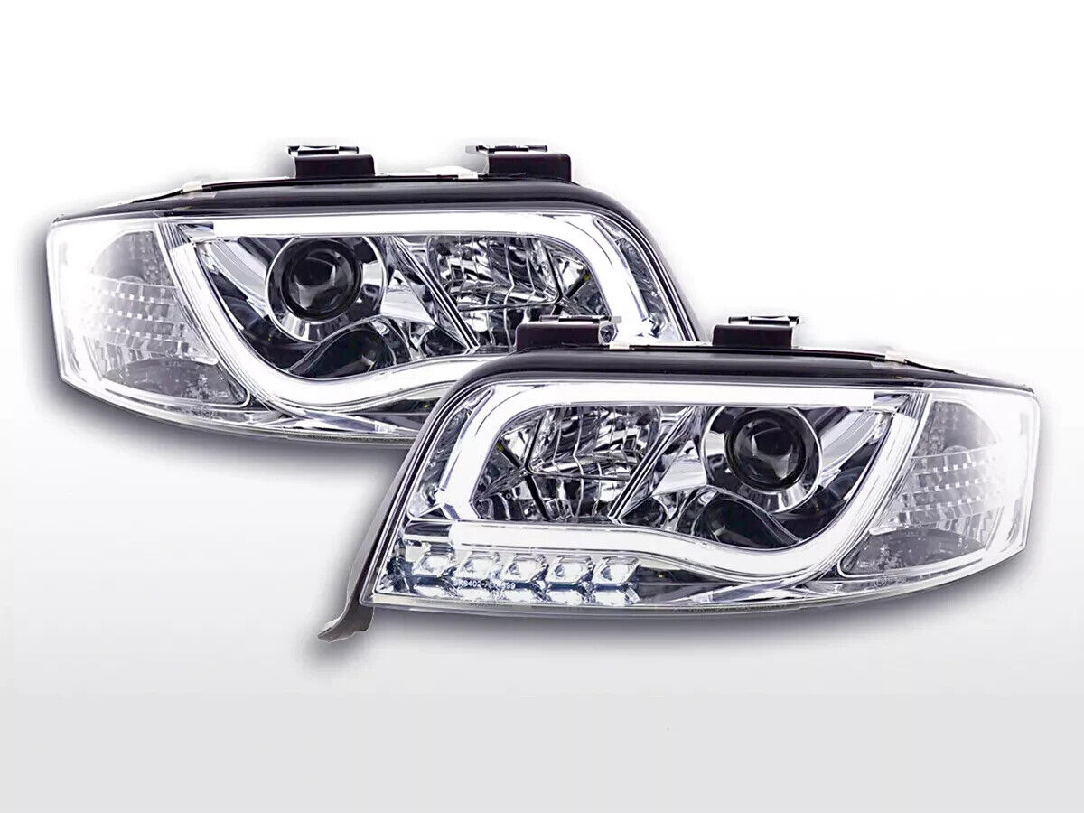 FK LED DRL Lightbar Deluxe Edition Headlights Audi A6 C5 4B 01-04 S6 Chrome LHD