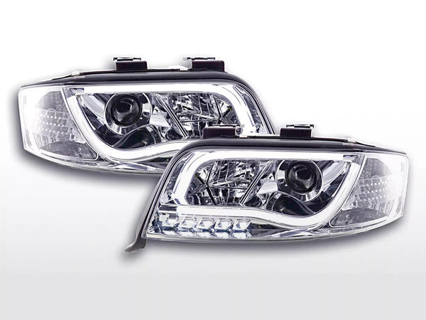 FK LED DRL Lightbar Deluxe Edition Headlights Audi A6 C5 4B 01-04 S6 Chrome LHD