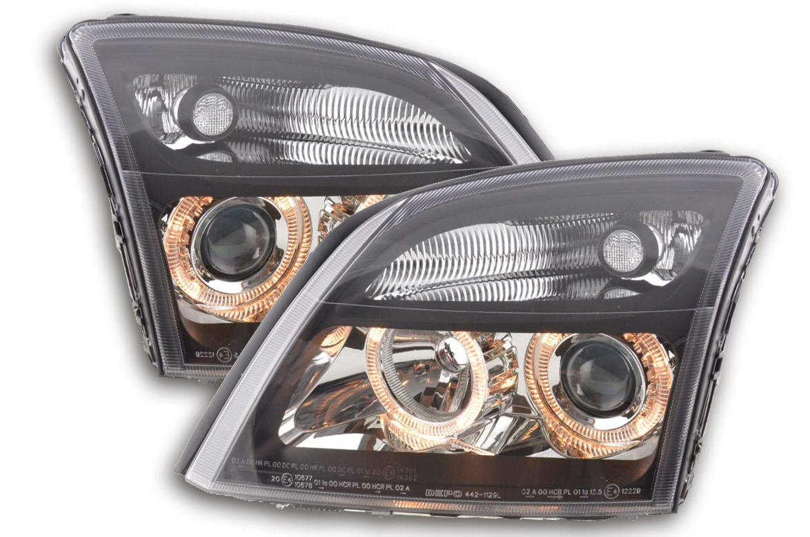 FK Set LED Angel Eye Headlights DRL Opel Vauxhall Vectra C 02-04 black RHD & LHD