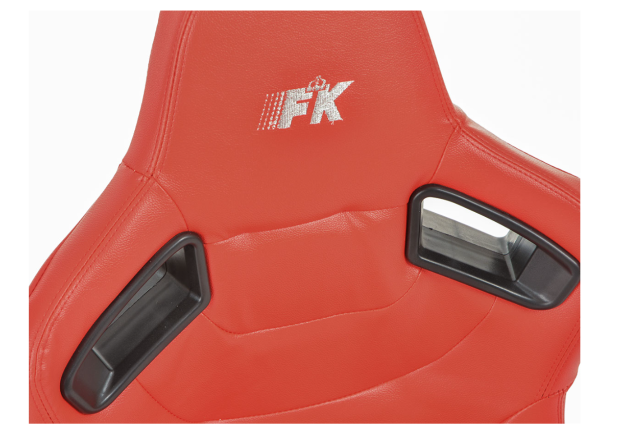 FK Paar Universal-Schalensportsitze, rotes Syn-Leder + Gleitschienen