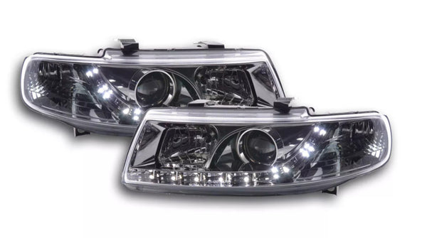 FK Set LED DRL Lightbar Halo Headlights Seat Leon Toledo 1M 99-05 Chrome LHD