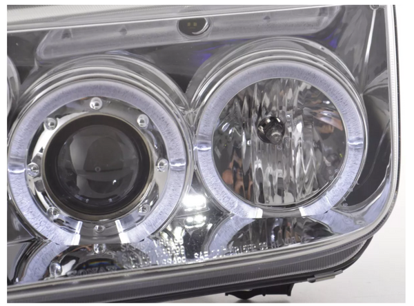 FK LED DRL Angel Eye Projector Headlights set VW Bora type 1J 98-05 chrome LHD