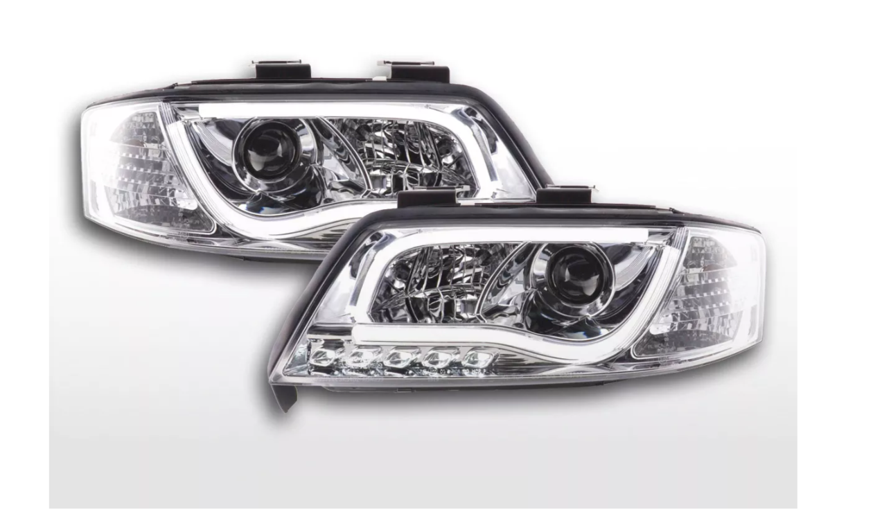 FK LED Headlights LED DRL Lightbar A6 C5 4B 97-01 Chrome S6 S-Line LHD