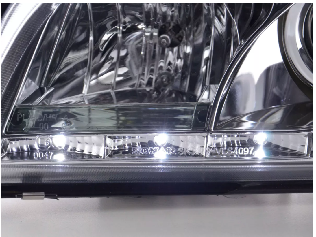 FK LED DRL Halo Lightbar headlights Volvo S40 V40 V50 M V 96-04 chrome LHD