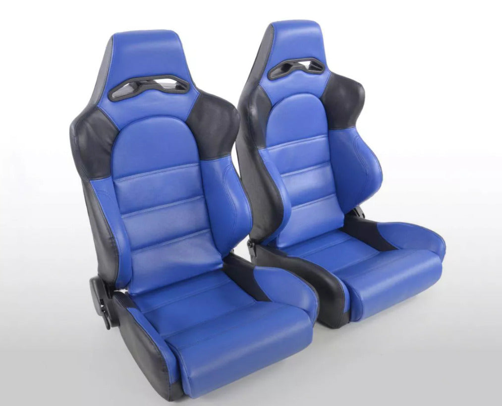 FK Pair Universal Reclining Bucket Motorsport Seats Blue on Black Edition