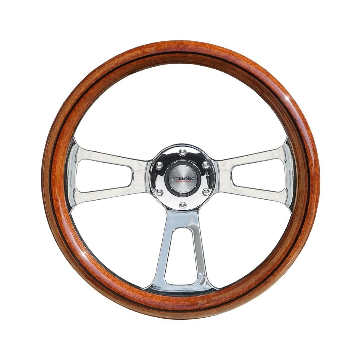 Simoni Racing Universal Steering WHEEL Sella 350mm Wood Look Brown Chrome