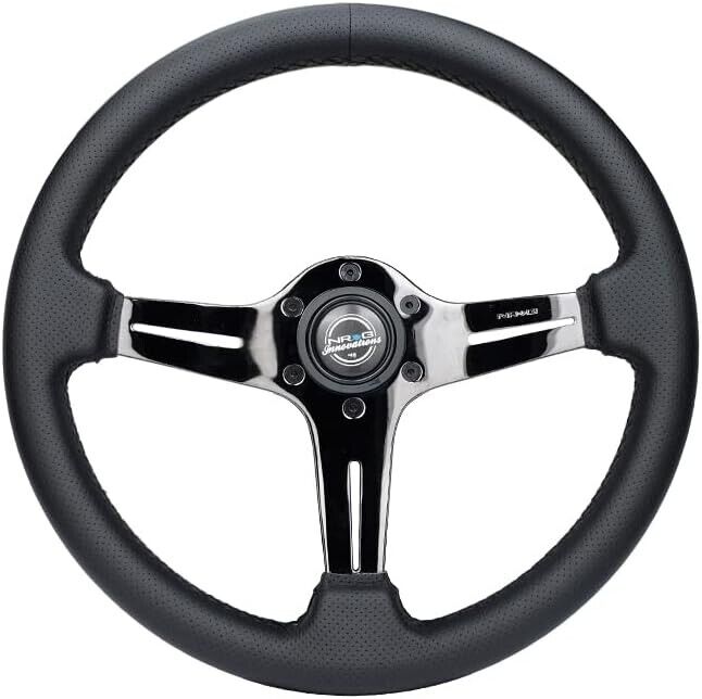 NRG Innovations Universal 350mm Leather Steering WHEEL Black Car Sim 70mm 6-Bolt