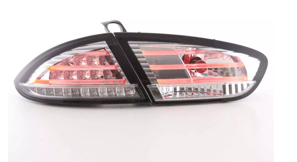 FK Paar LED-Rückleuchten, Lichtleiste, Seat Leon 2 MK2 1P 09–12, klares Chrom, LHD