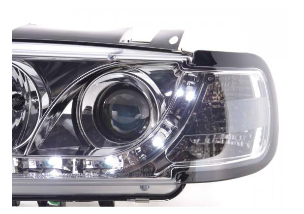 FK Pair LED DRL Angel Halo Lightbar Headlights VW Polo 6N 94-99 chrome LHD