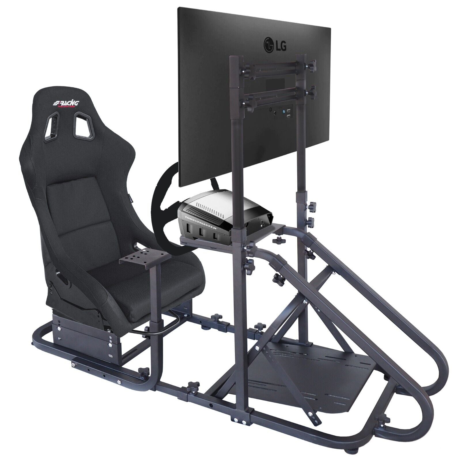 Luxe Driving Game Sim Racing Frame Rig for Screen Seat Wheel Pedals Xbox PS PC