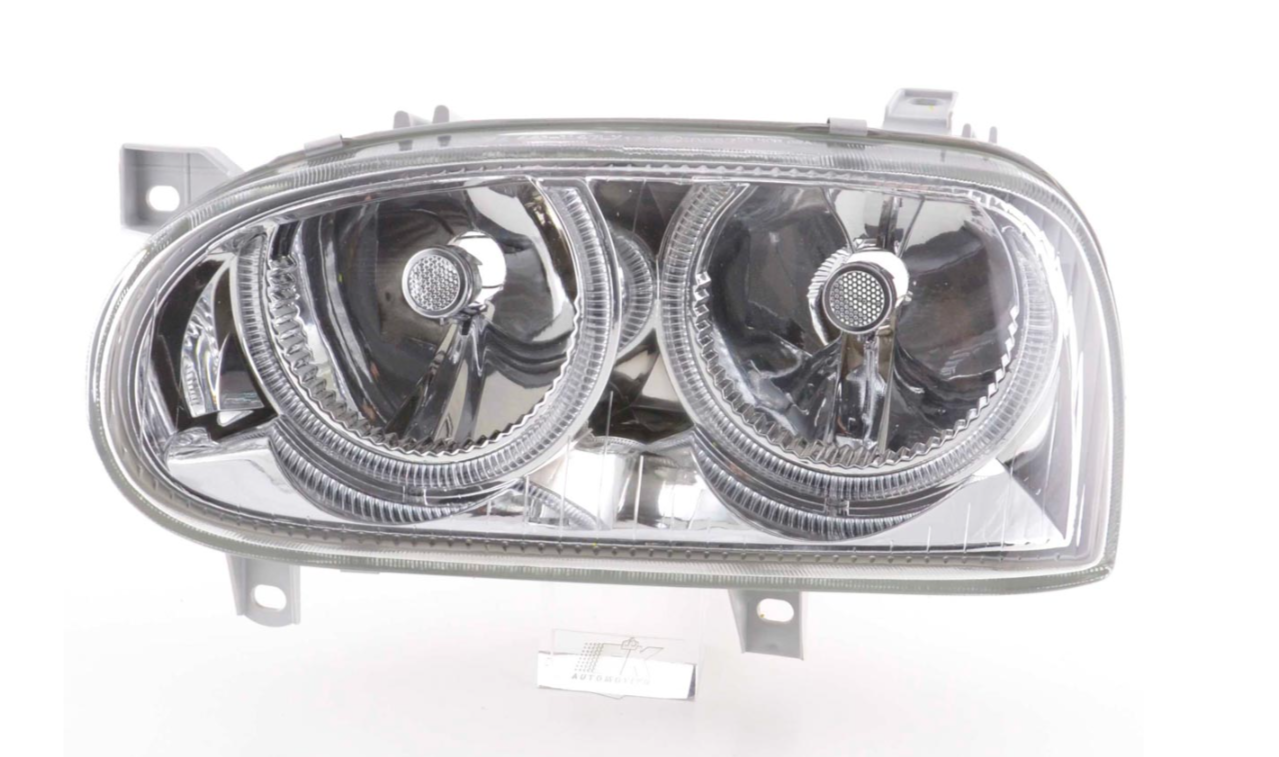 FK LED DRL Angel Eye headlights VW Golf 3 MK3 1HXO 1 EXO 1H 92-98 Chrome LHD