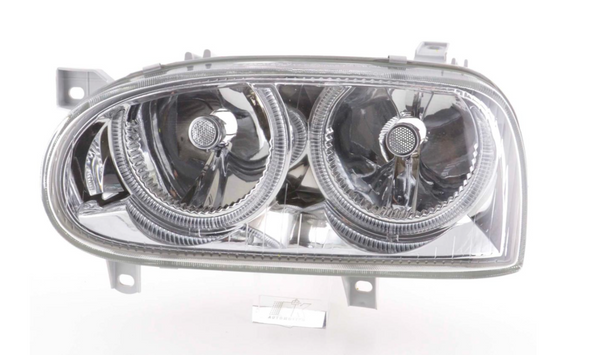 FK LED DRL Angel Eye Scheinwerfer VW Golf 3 MK3 1HXO 1 EXO 1H 92-98 Chrom LHD