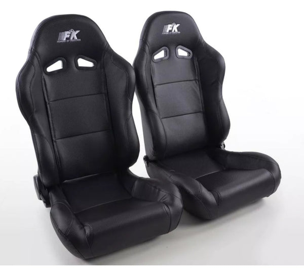 FK Pair Universal Reclining Bucket Sports Seats - Black Carbon Fibre Weave