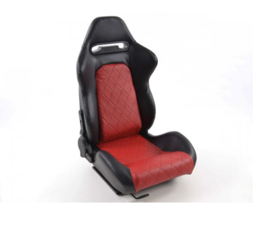 FK Universal Reclining Bucket Sports Seats - Deluxe Quilted Stitch Black & Red