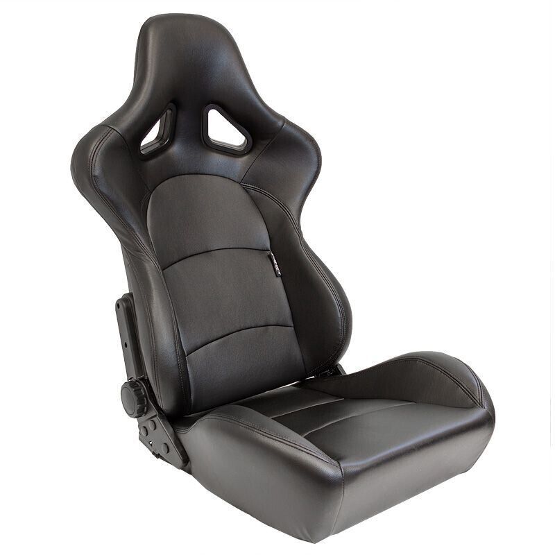 AUTOSTYLE BS2 x1 Universal Bucket Seat Black Synth Leather Fibreglass Back
