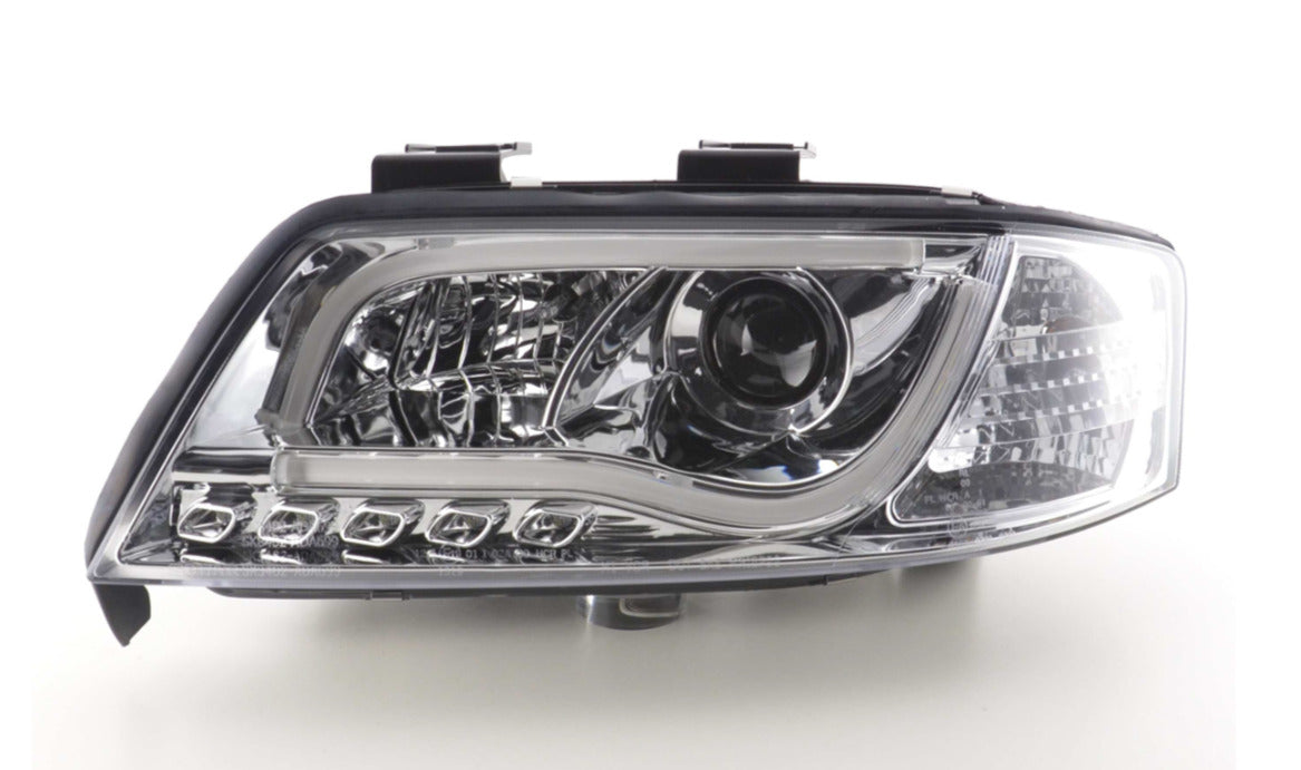 FK Pair LED DRL Lightbar Headlights Audi A6 C5 4B 97-01 Chrome S6 S-Line LHD