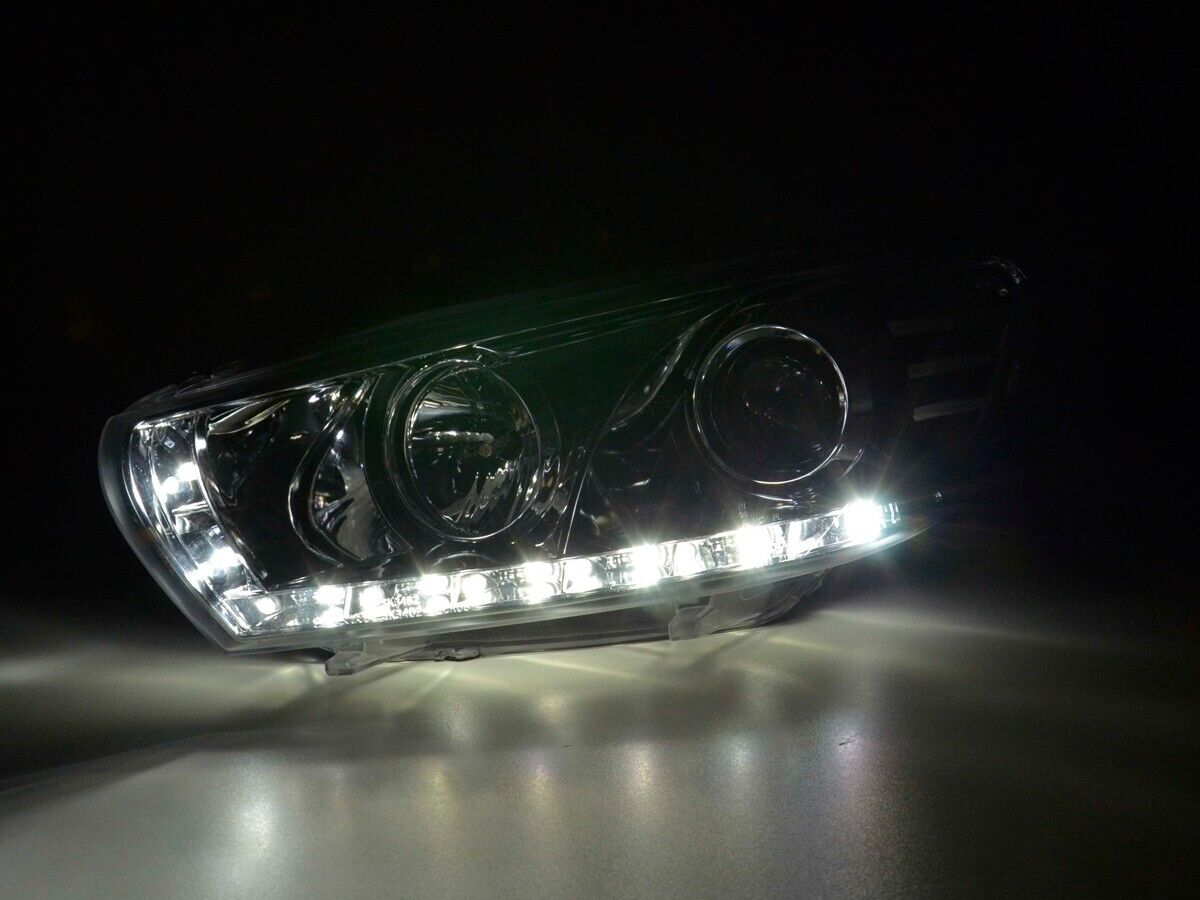 FK LED Lightbar DRL SERVO Headlights VW Scirocco 3 MK3 13 2008+ Chrome LHD