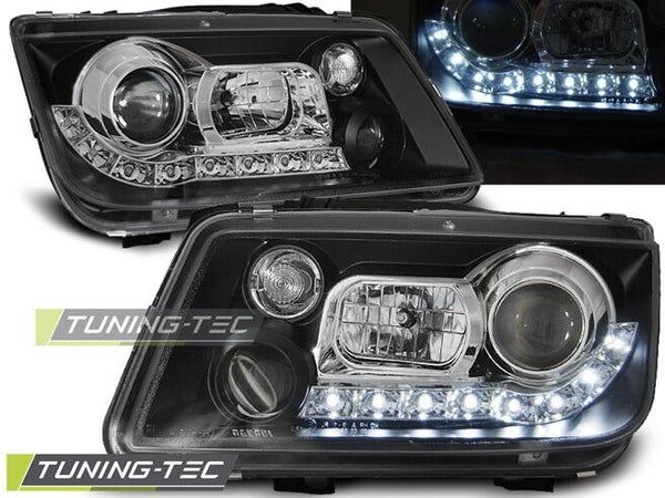 Tuning-Tec Pair LED DRL Halo Ring Lightbar  Headlights VW Bora 98-05 Black LHD