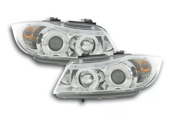 FK Pair LED DRL Halo Eye headlights BMW 3-series E90 E91 05-08 Chrome LHD M3