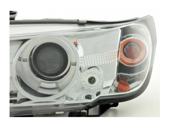 FK LED DRL Angel Eye Halo Projector headlights Peugeot 306 91-96 chrome LHD