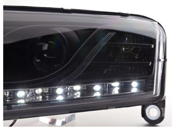 FK Headlights LED DRL Halo Lightbar Audi A6 C6 4F 04-08 Black S6 S-Line LHD