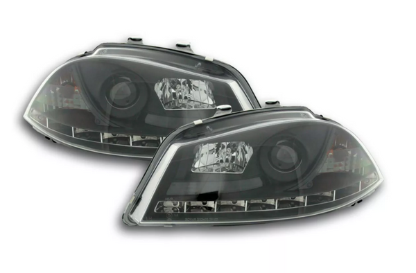 FK Pair LED DRL Halo Lightbar headlights Seat Ibiza 3 MK3 6L 03-08 black LHD