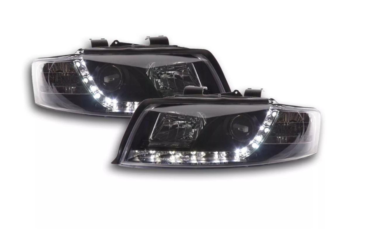 FK LED DRL Lightbar Halo Headlights Audi A4 B6 8E 01-04 BLACK LHD S4