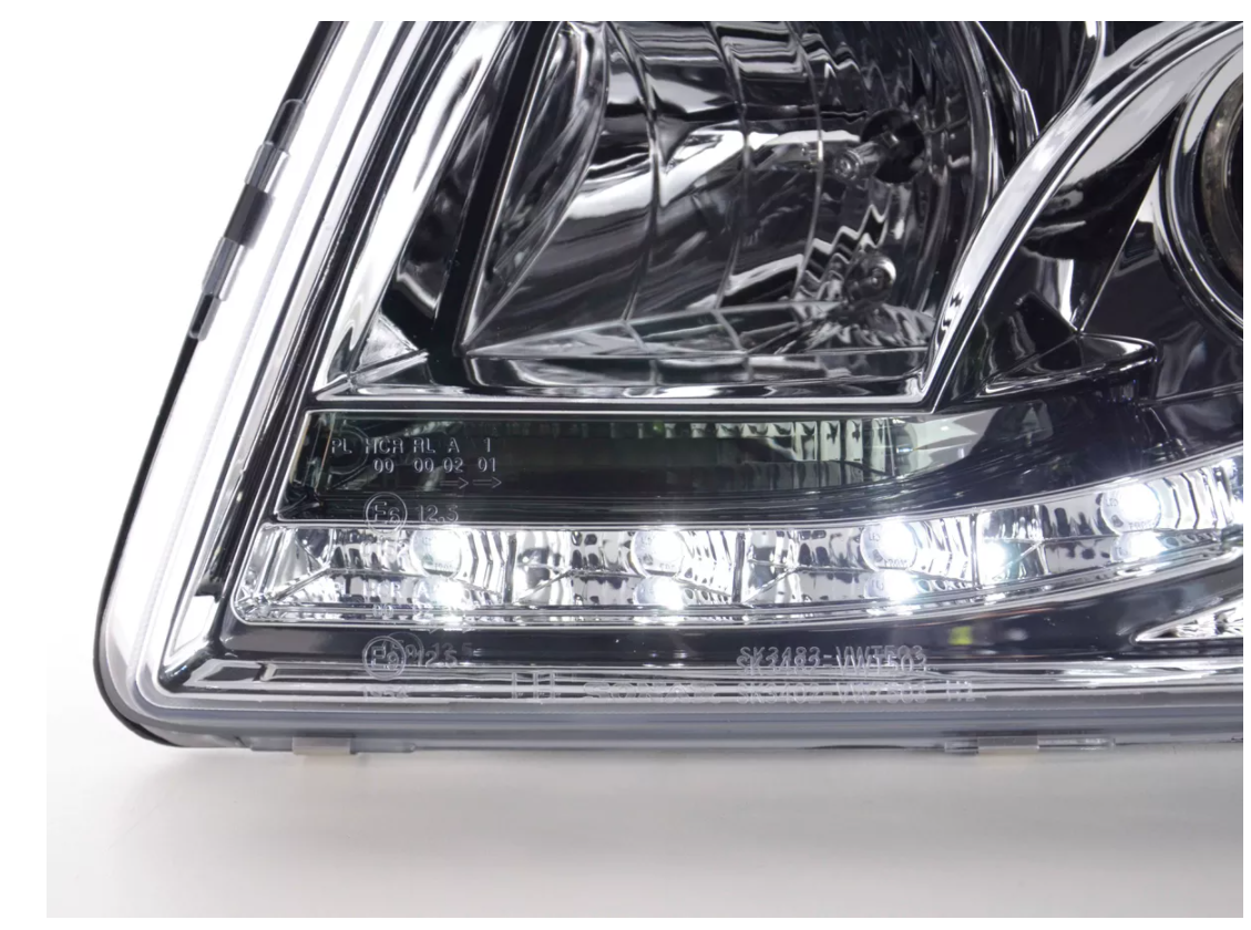 FK LED DRL Lightbar Headlights VW Bus Transporter Van Camper T5 03-09 chrome LHD