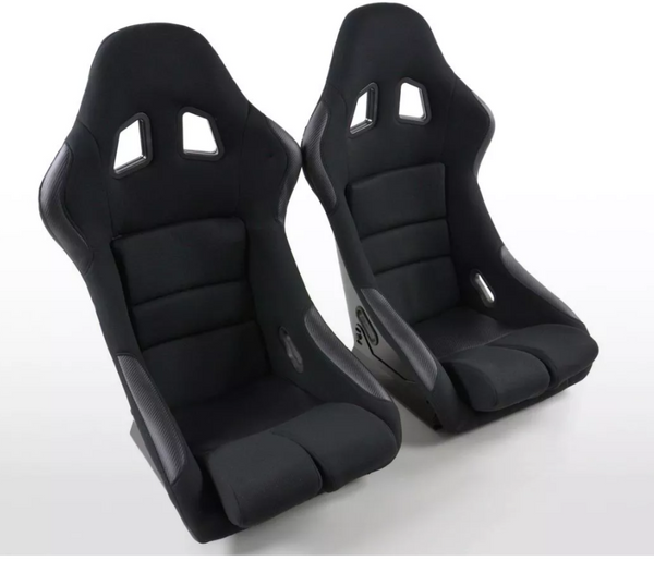 FK Universal Full Fixed Back Bucket Sports Seats Carbon Fibre + BLACK Edition