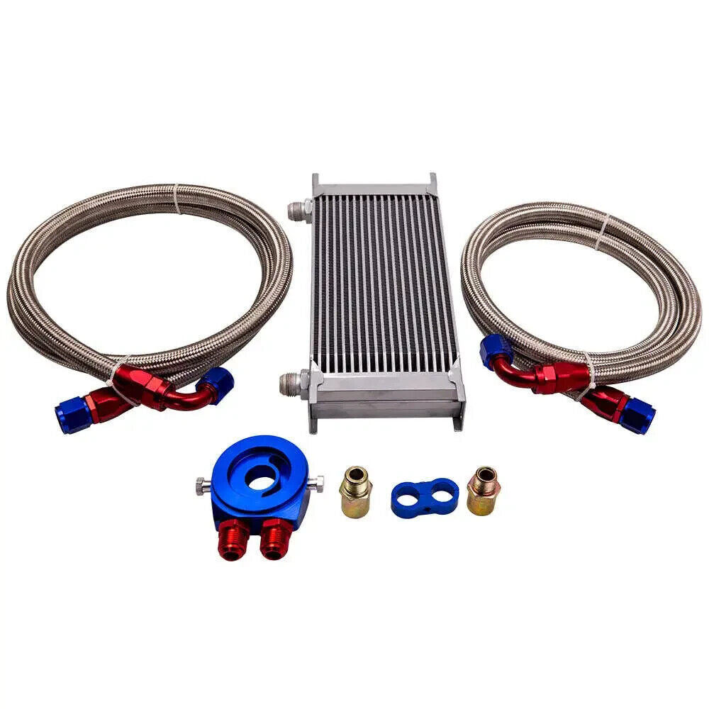 MXPR 19 Row 10AN Universal Engine Transmission Oil Cooler + Filter Adapter