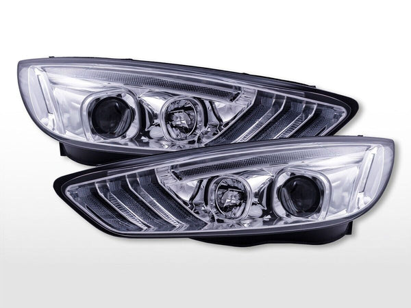 FK Pair LED DRL Projector Lightbar Headlights Ford Focus C346 15-18 chrome LHD