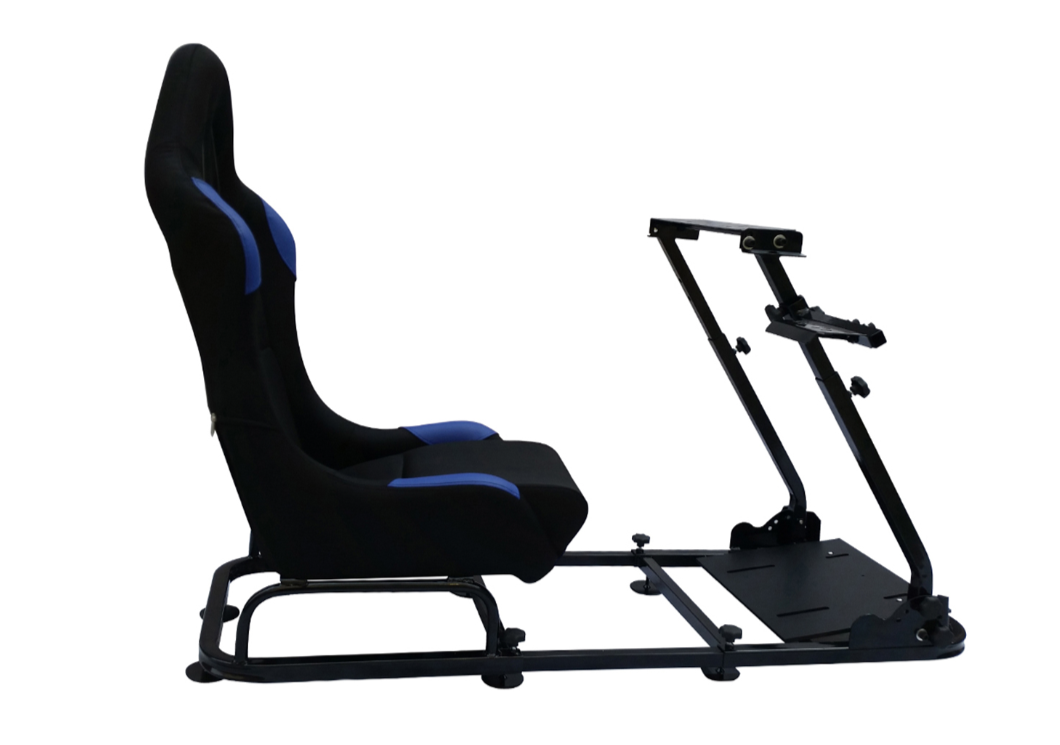 Fahrspielstuhl, Sim-Racing-Sitz und Rahmen, Xbox, PS, PC, Gaming, Schwarz, Blau, Textil