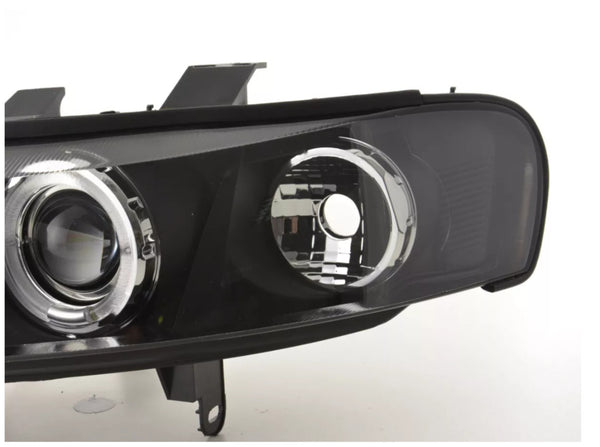 FK LED Headlights Halo Ring Opel Vauxhall Vectra B 95-99 Black LHD