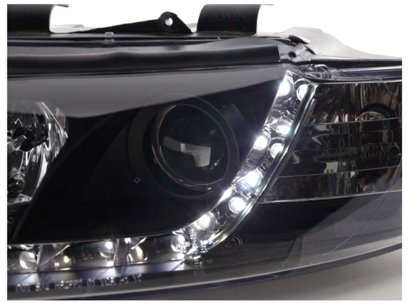 FK LED DRL Lightbar Halo Headlights Audi A4 B6 8E 01-04 BLACK LHD S4