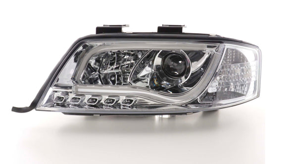 FK Pair LED Headlights LED DRL Lightbar Audi A6 C5 4B 97-01 Chrome S6 S-Line LHD