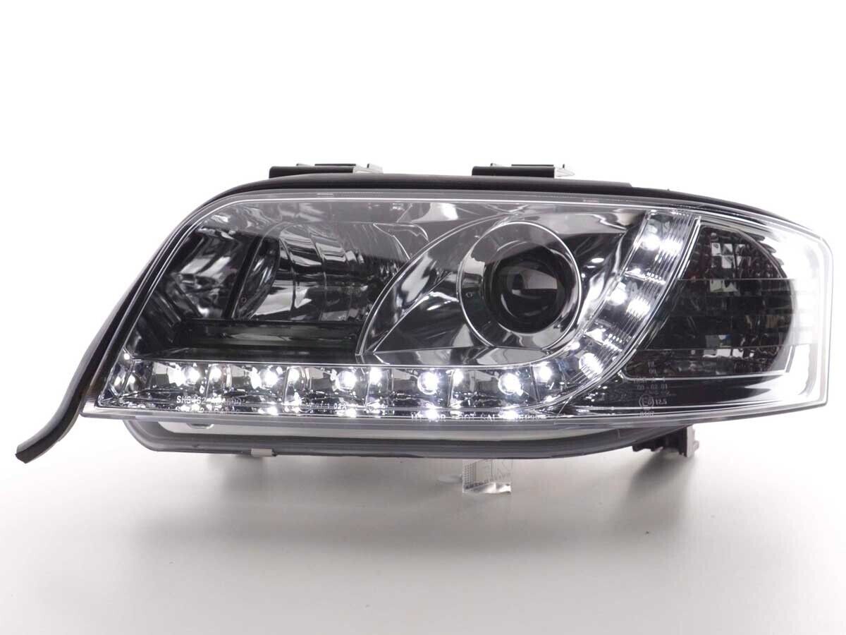 FK Pair LED DRL Halo Lightbar Headlights Audi A6 C5 4B 97-01 Chrome S6 S-Line LHD