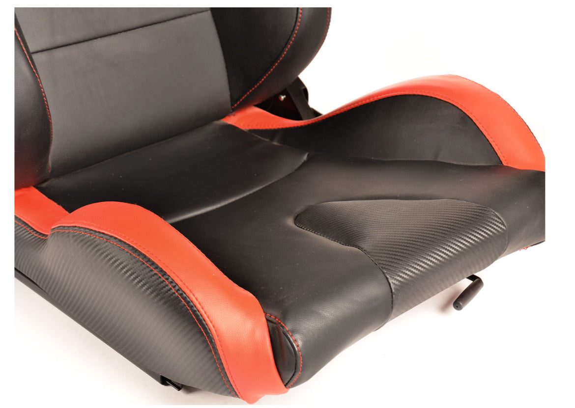 FK Pair Universal Reclining Bucket Sports Seats - Matte Carbon & Red Edition