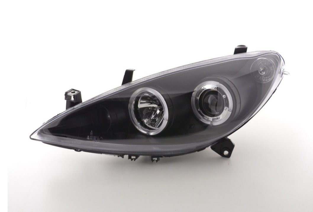 FK LED DRL Angel Eye Halo Ring Headlights Peugeot 307 01-06 black smoke LHD