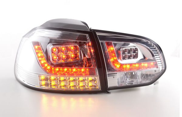 FK Pair VW GOLF MK6 6 08-12 1K LED REAR LIGHTS Lightbar Tail Lamps Clear Chrome RHD