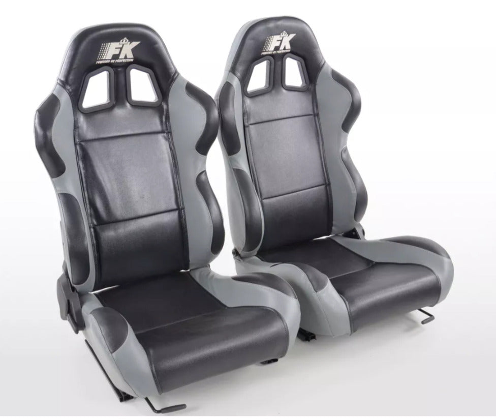 FK Pair Bucket Sports Seats Set Car Black & GREY Car Van 4x4 Custom Project