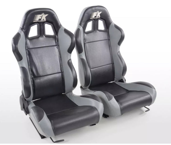 FK Pair Bucket Sports Seats Set Car Black & GREY Car Van 4x4 Custom Project